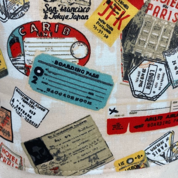 Cute travel cotton fabric tote bag NEW! Fully lined with webbing straps - Picture 11 of 12